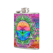 Kalmerende levensboom in regenboogkleuren heupfles (Links)