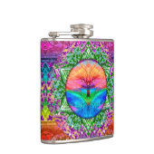 Kalmerende levensboom in regenboogkleuren heupfles (Rechts)