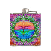 Kalmerende levensboom in regenboogkleuren heupfles (Achterkant)