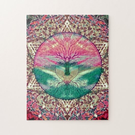 Kalmerende levensboom in regenboogkleuren legpuzzel (Verticaal)