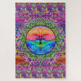 Kalmerende levensboom in regenboogkleuren legpuzzel