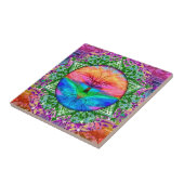 Kalmerende levensboom in regenboogkleuren tegeltje (Zijkant)
