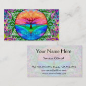 Kalmerende levensboom in regenboogkleuren visitekaartje (Voorkant / Achterkant)