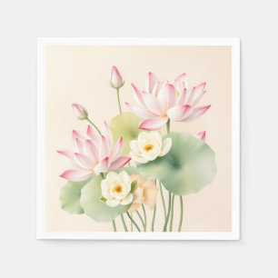 Kalmerende lotusbloemen in Waterverf Servet
