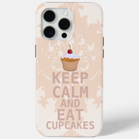 Kalmerende peachy damast HOUD KALM EN eet cupcakes Case-Mate iPhone Case (Achterkant)