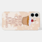 Kalmerende peachy damast HOUD KALM EN eet cupcakes Case-Mate iPhone Case (Achterkant (horizontaal))
