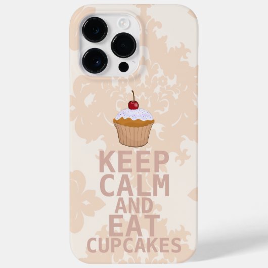 Kalmerende peachy damast HOUD KALM EN eet cupcakes Case-Mate iPhone Case (Achterkant)