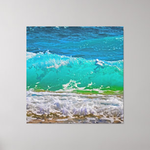Kalmerende turquoise Beach Waves Art Canvas Afdruk