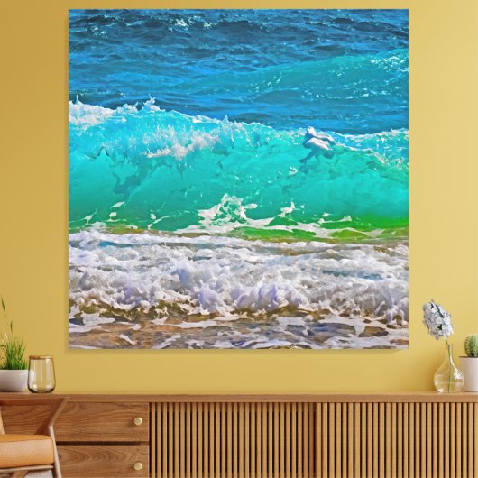 Kalmerende turquoise Beach Waves Art Canvas Afdruk (Insitu (Woonkamer))