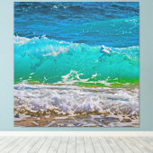 Kalmerende turquoise Beach Waves Art Canvas Afdruk (Insitu (Houten vloer))