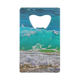 Kalmerende turquoise Beach Waves Art Creditkaart Flessenopener