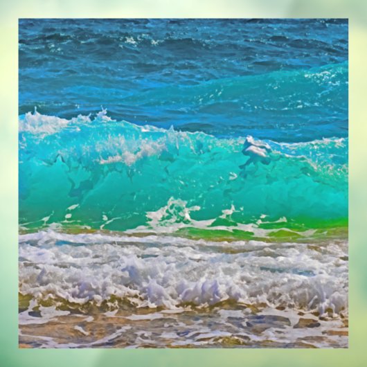 Kalmerende Turquoise Strandgolven Kunst Raamsticker (Vel 3)