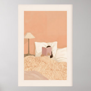 Kalmerende vrouw leest kunstprint - Minimalistisch Poster