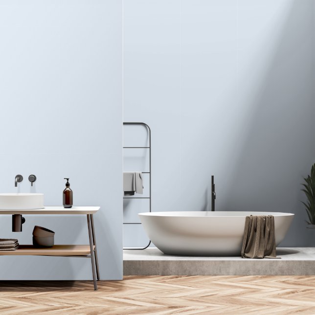 kalmerende zachte blauwe trendy kleur behang (Badkamer)