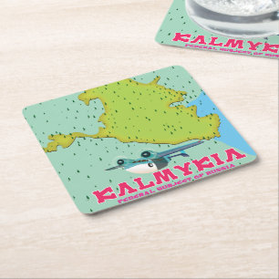 Kalmykia Rusland kaart Kartonnen Onderzetters