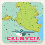 Kalmykia Rusland kaart Kartonnen Onderzetters (Voorkant)