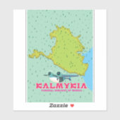 Kalmykia Rusland kaart Sticker (Vel)