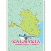 Kalmykia Rusland kaart Sticker (Voorkant)