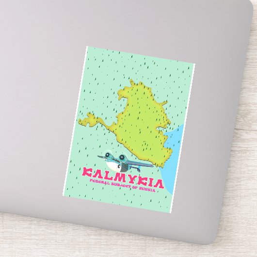 Kalmykia Rusland kaart Sticker (Detail)