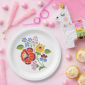 Kalocsa Embroidery - Hongaars Folk Art mof Papieren Bordje (Feest)