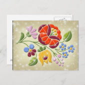Kalocsa Embroidery - Hongaarse Folk Art Briefkaart (Voorkant / Achterkant)