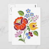 Kalocsa Embroidery - Hongaarse Folk Art Briefkaart (Voorkant / Achterkant)