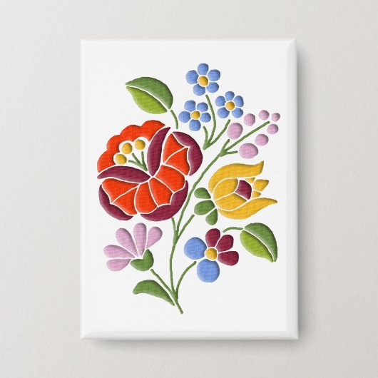 Kalocsa Embroidery - Hongaarse Folk Art Button (Voorkant)