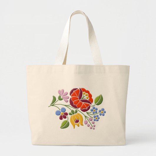 Kalocsa Embroidery - Hongaarse Folk Art Grote Tote Bag (Voorkant)
