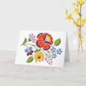 Kalocsa Embroidery - Hongaarse Folk Art Kaart (Gele Bloem)