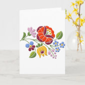 Kalocsa Embroidery - Hongaarse Folk Art Kaart (Gele Bloem)