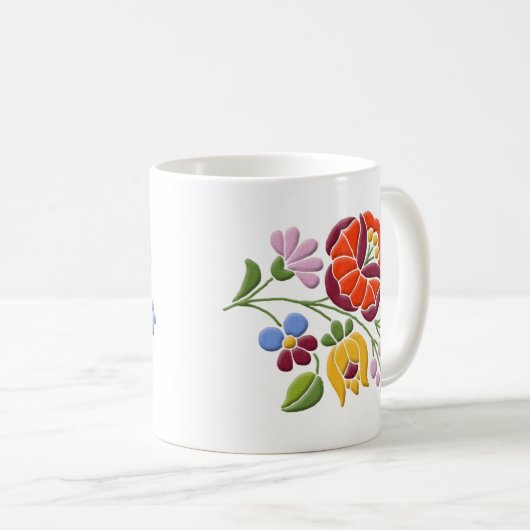 Kalocsa Embroidery - Hongaarse Folk Art Koffiemok (Voorkant rechts)