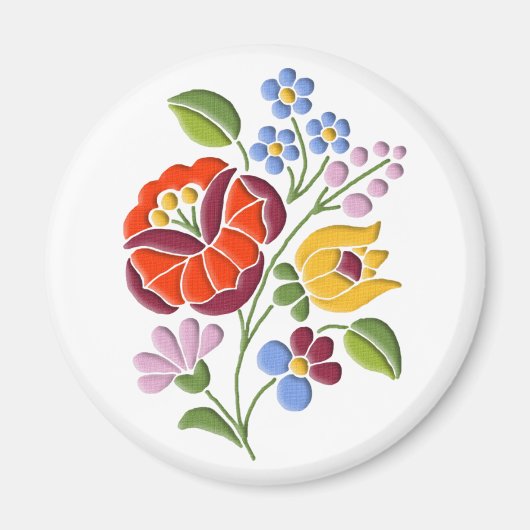 Kalocsa Embroidery - Hongaarse Folk Art Magneet (Voorkant)