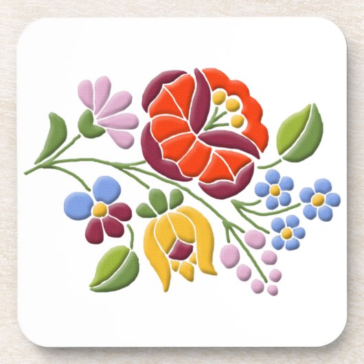 Kalocsa Embroidery - Hongaarse Folk Art Onderzetter (Voorkant)