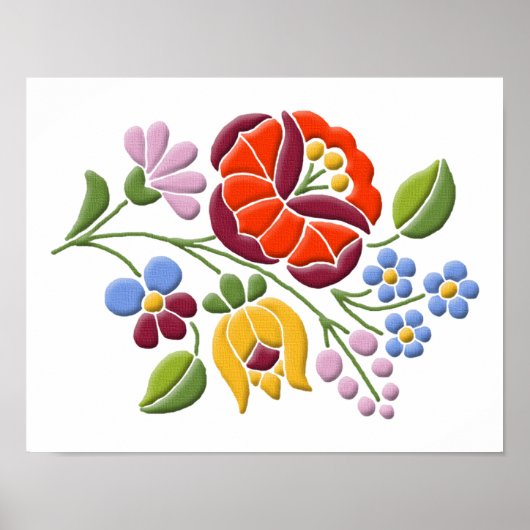 Kalocsa Embroidery - Hongaarse Folk Art Poster (Voorkant)