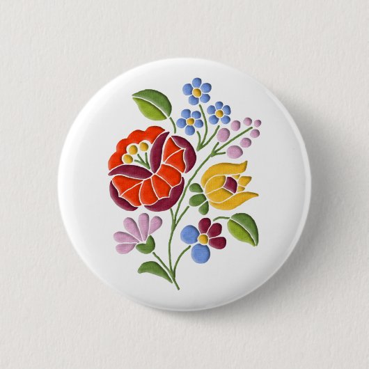 Kalocsa Embroidery - Hongaarse Folk Art Ronde Button 5,7 Cm (Voorkant)