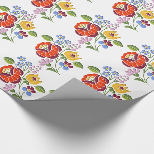 Kalocsa Embroidery Motif - Hongaarse Folk Art Cadeaupapier (Hoek)