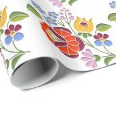 Kalocsa Embroidery Motif - Hongaarse Folk Art Cadeaupapier (Rol Hoek)