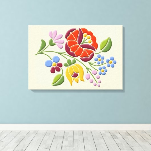Kalocsa - Hongaarse Folk Art Canvas Print (Insitu (Houten vloer))