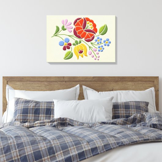 Kalocsa - Hongaarse Folk Art Canvas Print (Insitu (Slaapkamer))