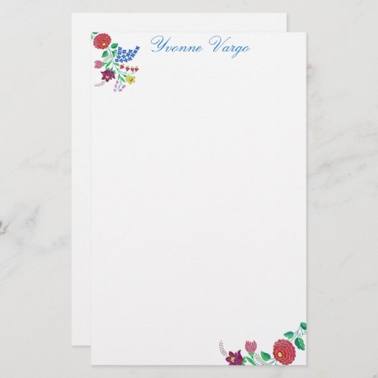 Kalocsai Bloemsteel Briefpapier (Voorkant / Achterkant)