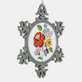 Kalocsai Embroidery - Hongaarse Folk Art Tin Sneeuwvlok Ornament (Links)