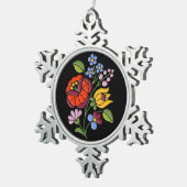 Kalocsai Embroidery - Hongaarse Folk zwart Tin Sneeuwvlok Ornament (Rechts)