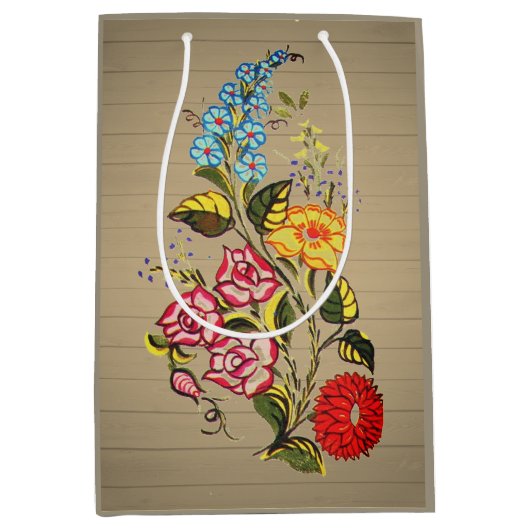 kalocsai floral motifs- hout medium cadeauzakje (Voorkant)