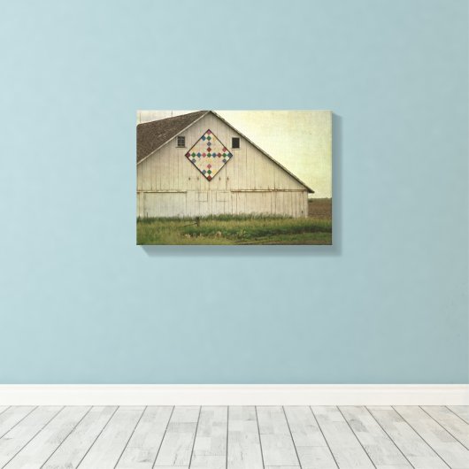 Kalona Barn Quilt Canvas Afdruk (Insitu (Houten vloer))
