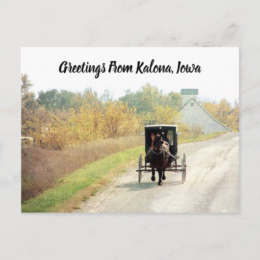 Kalona, Iowa Autumn Amish Horse en Buggy Briefkaart (Voorkant)