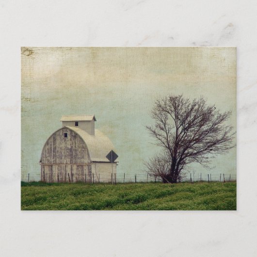 Kalona Iowa Fields and Barn with Tree Briefkaart (Voorkant)