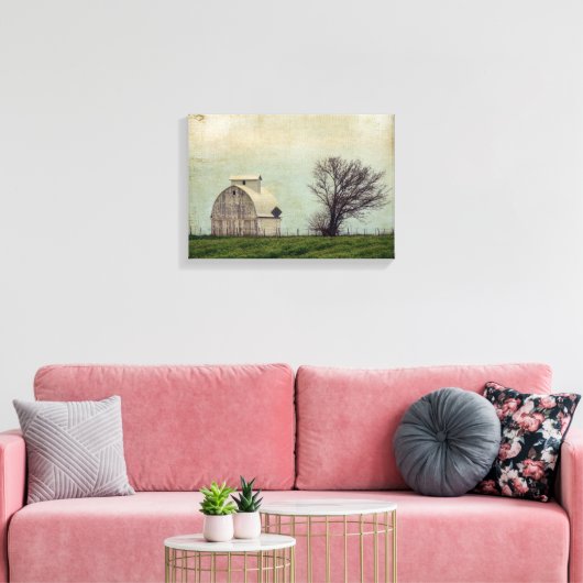 Kalona Iowa Fields and Barn with Tree Canvas Afdruk (Insitu (Woonkamer))