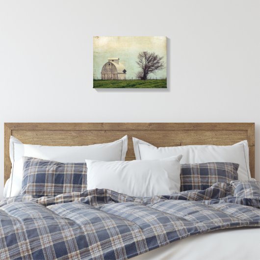 Kalona Iowa Fields and Barn with Tree Canvas Afdruk (Insitu (Slaapkamer))