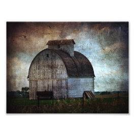 Kalona, Iowa White Barn met vogels Foto Afdruk