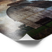 Kalona, Iowa White Barn met vogels Foto Afdruk (Hoek)